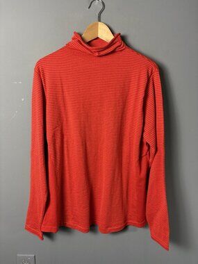 NWT DULUTH TRADING Womens XL S'no Sweat Turtleneck Sweater Orange Striped